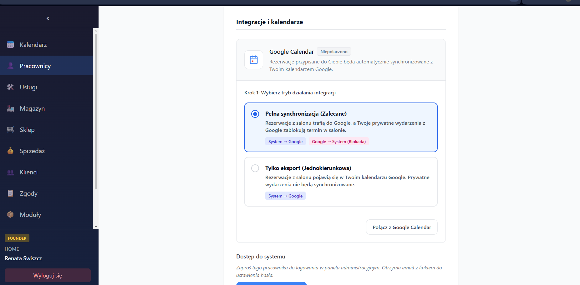 Integracja z Google Calendar