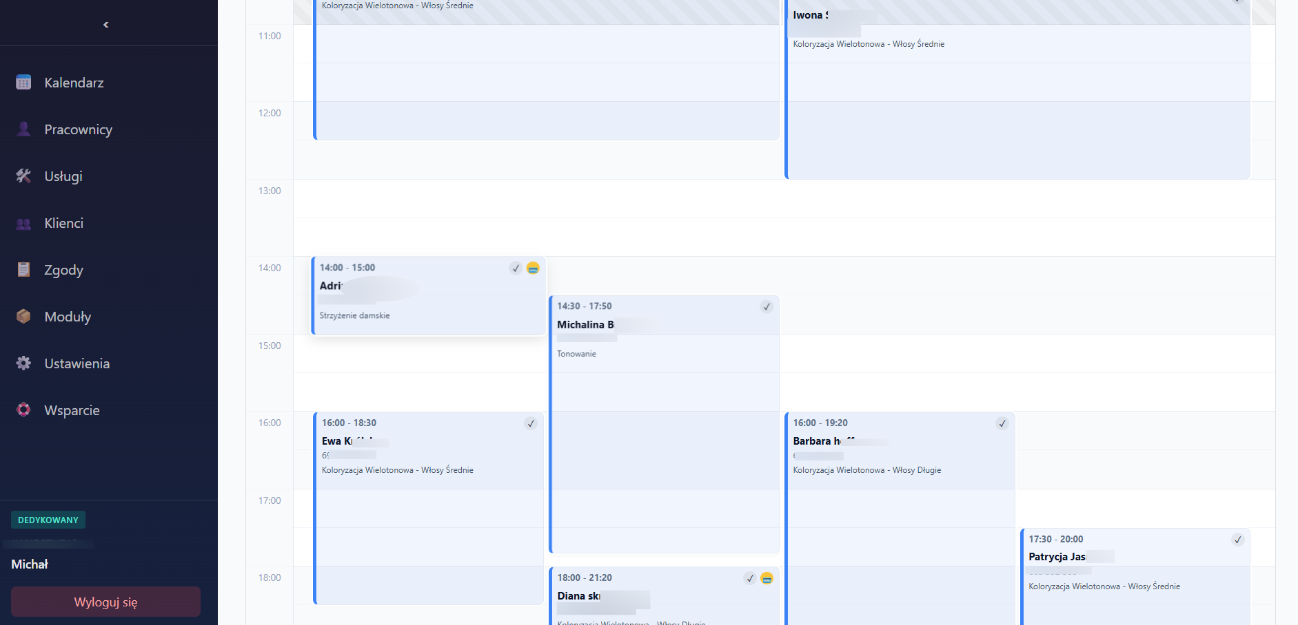 Kalendarz rezerwacji online w salonie fryzjerskim